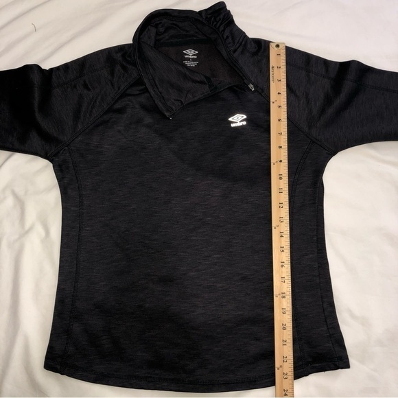 Umbro Womens Funnel Neck Side Zip Fleece Lined Sweatshirt L Thumb Holes Black - Picture 7 of 10